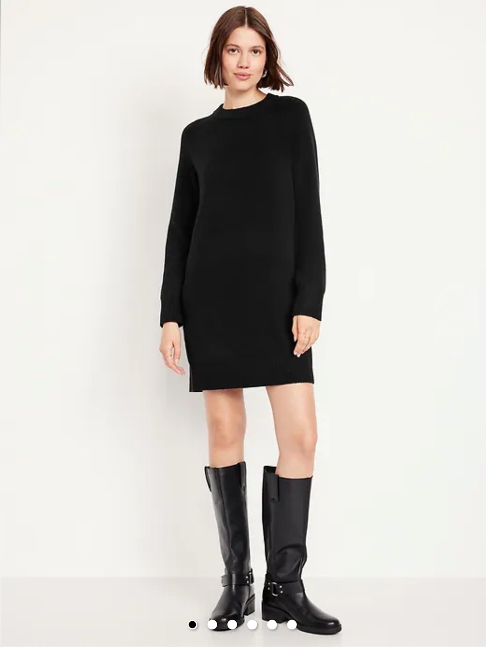 Old Navy Black Long-Sleeve Knit Sweater Dress